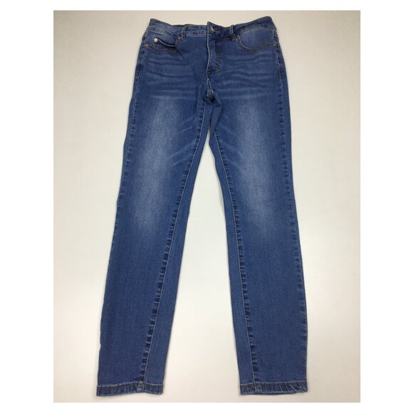 TAHARI Medium/Light Wash Fit Solution CHLOE 5 Pocket Logo Hardware Jeans - Picture 1 of 12